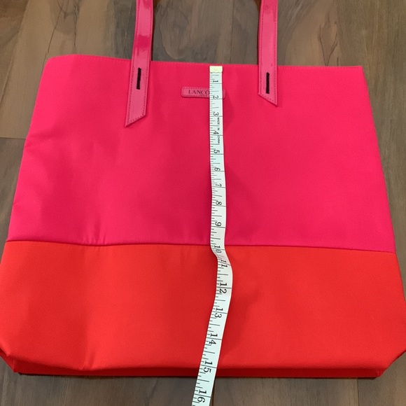 New Lancôme Paris Large Pink Orange Reversible Flamingo Print Shopping Tote NWT - Picture 7 of 8